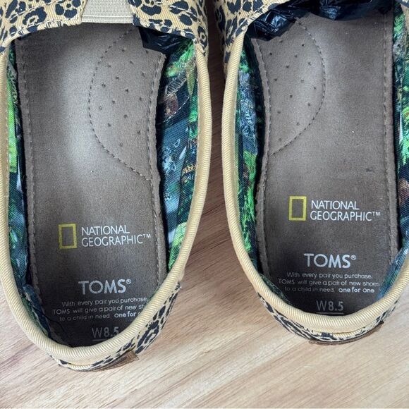 TOMS National Geographic Alpargata Leopard Print Slip On Shoes Tan 8.5 - Picture 9 of 12